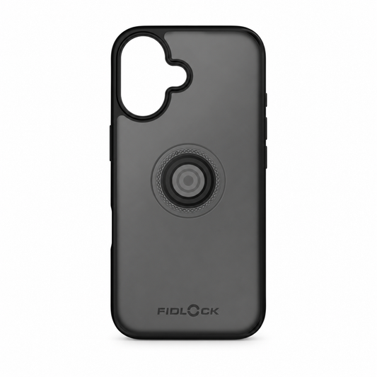 Coque FIDLOCK VACUUM pour Iphone 16 Noir — vue du produit sur fond blanc