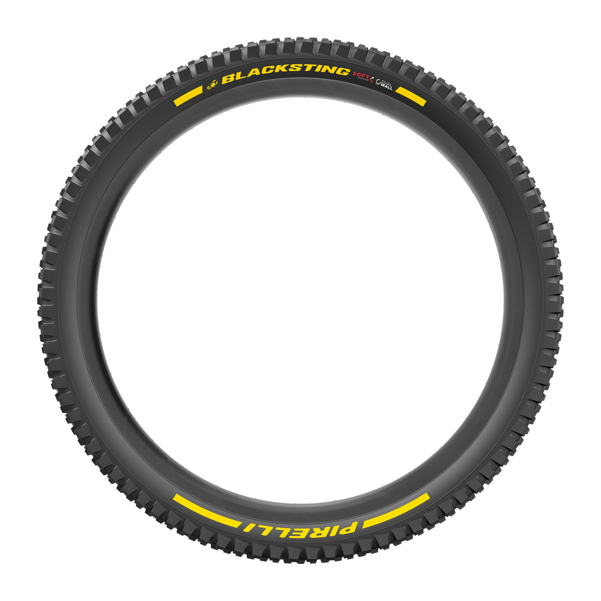 Pneu PIRELLI SCORPION BLACK STING 27.5x2.40 Soft DualWall Tubeless Ready Souple Noir/Jaune Team Edition