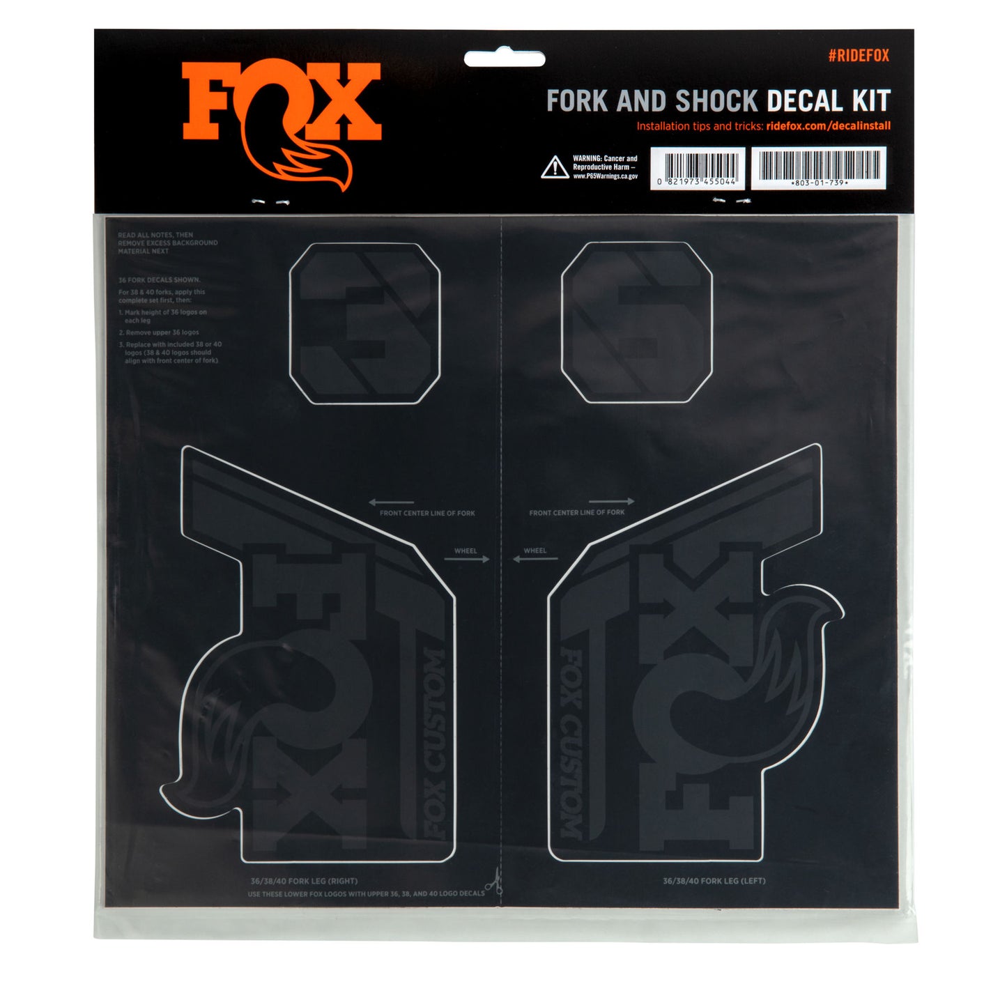 Kit Stickers FOX Fourche et Amortisseur Noir