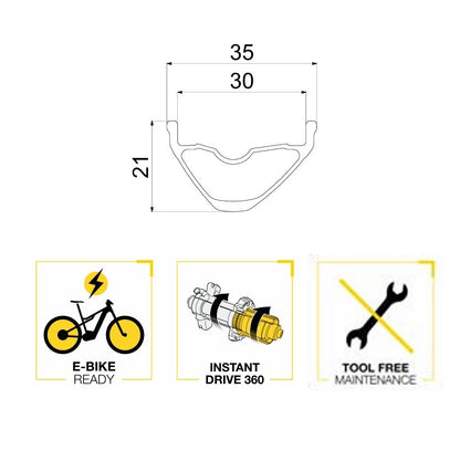 Roue Arrière MAVIC E-CROSSRIDE 1 29" 30mm 12x148mm Boost