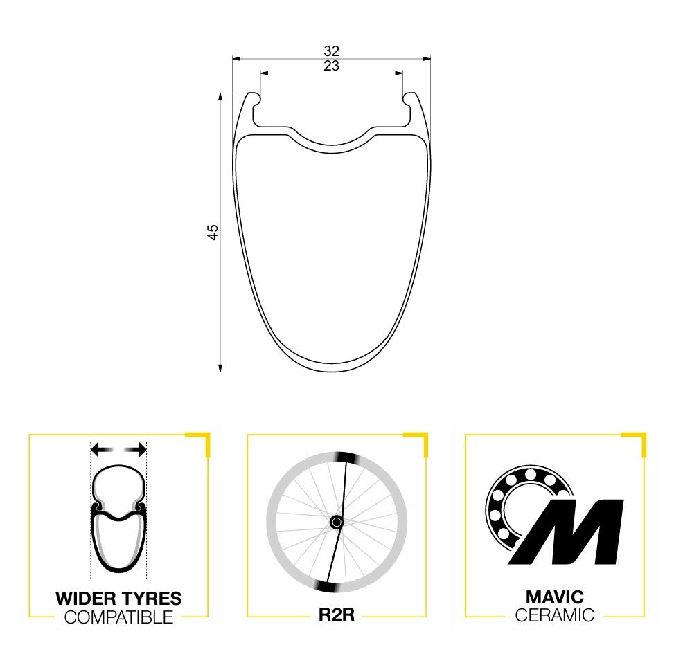 Roue Avant MAVIC COSMIC ULTIMATE 45 DISC Tubeless Ready (Center Lock)