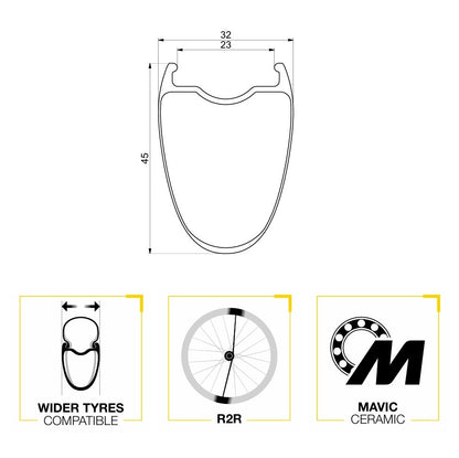 Roue Arrière MAVIC COSMIC ULTIMATE 45 DISC Tubeless Ready (Center Lock)