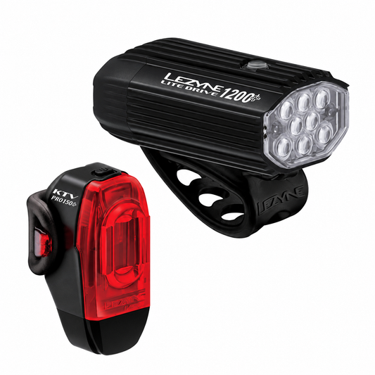 Éclairages Avant et Arrière LEZYNE LITE DRIVE 1200+ / KTV DRIVE PRO+ — vue produit sur fond blanc