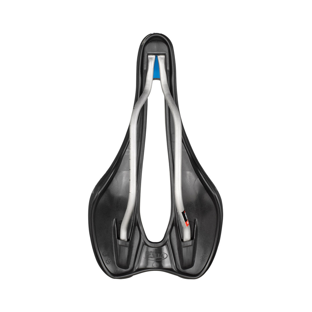 Selle SELLE ITALIA SLR BOOST ENDURANCE SUPERFLOW S Rails Ti316 Noir — vue de dessous et rails Ti316