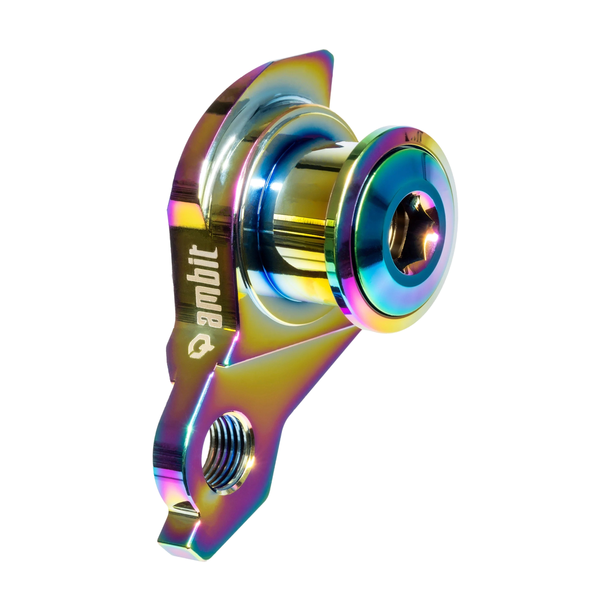 Patte de Dérailleur AMBIT UDH Oilslick — vue produit sur fond blanc