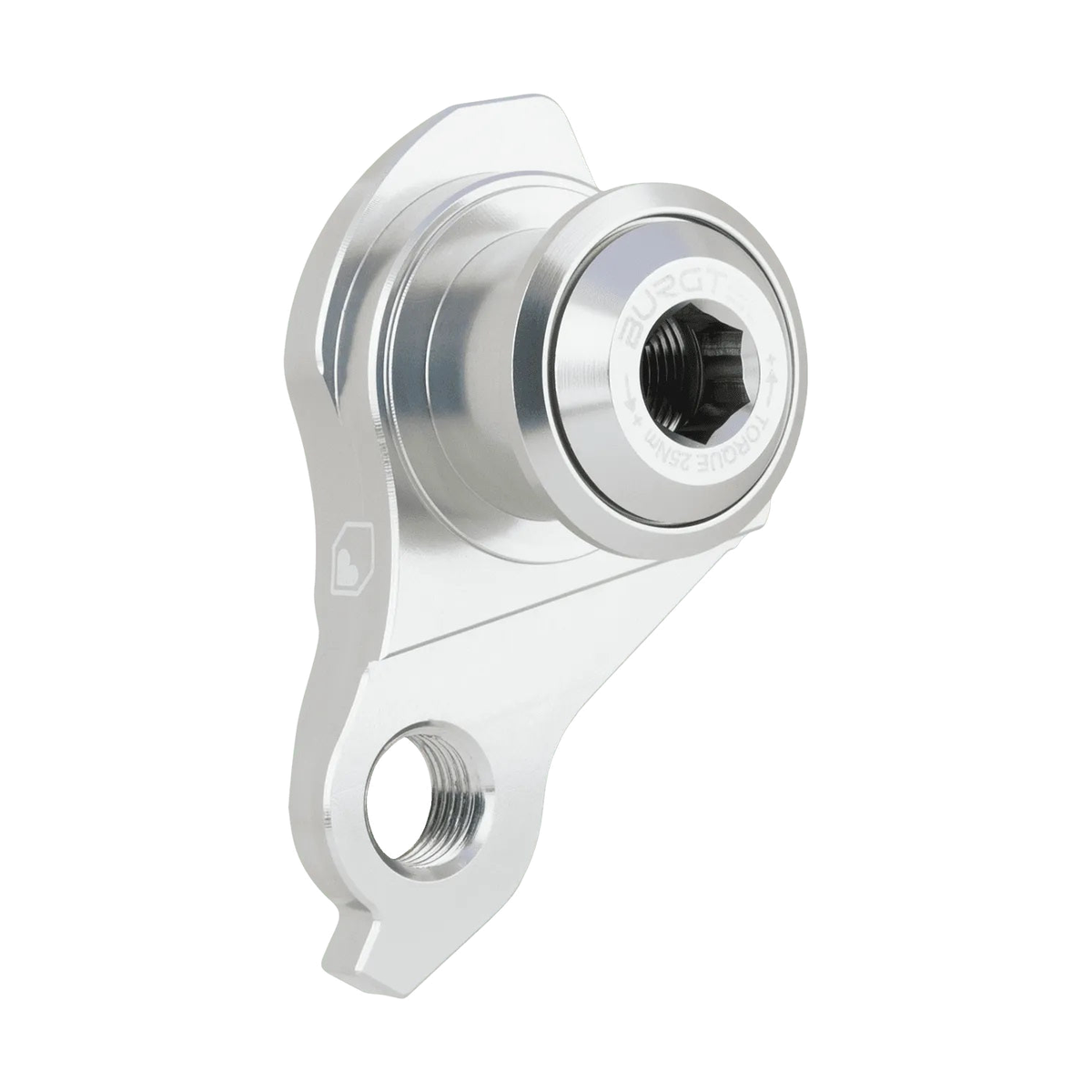 Patte de Dérailleur BURGTEC UDH Argent — vue produit sur fond blanc