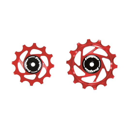 Galets de Dérailleur Arrière 12V HOPE Sram 12/14 Dents Rouge — pièce sur fond blanc