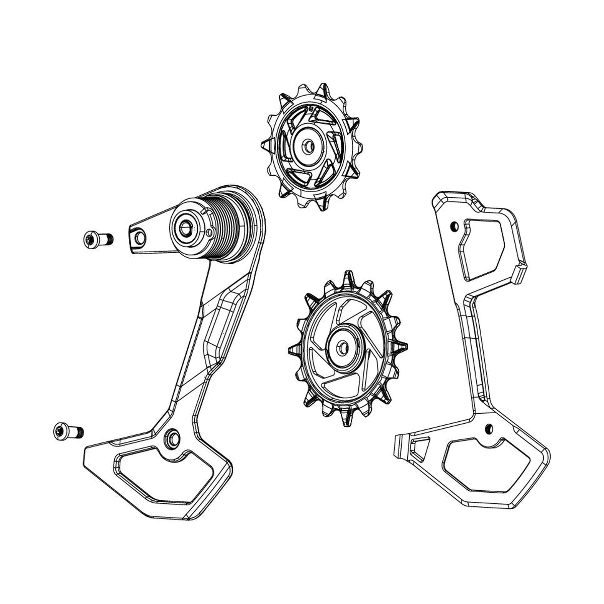 Chape + Galets SRAM XX-SL T-TYPE EAGLE AXS — illustration d'origine cadrée sur fond blanc