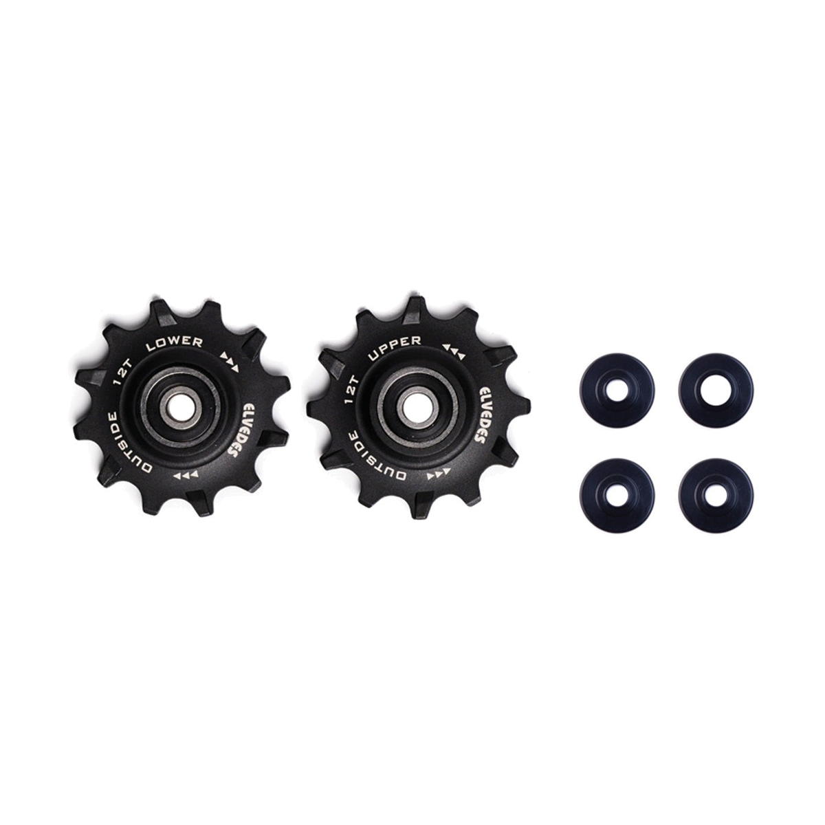 Galets de Dérailleur ELVEDES 12 Dents Sram 11V Roulements Annulaires NW — pièce sur fond blanc