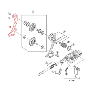 Chape de Dérailleur Arrière Interne Médium SHIMANO XT RD-M772 GS — illustration d'origine cadrée sur fond blanc