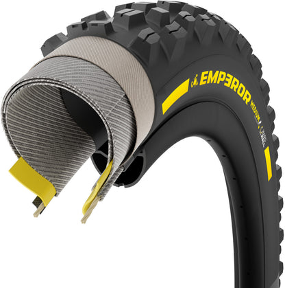 Pneu PIRELLI SCORPION EMPEROR 27.5x2.50 Supersoft DH+Wall Tubeless Ready Souple Noir/Jaune Team Edition
