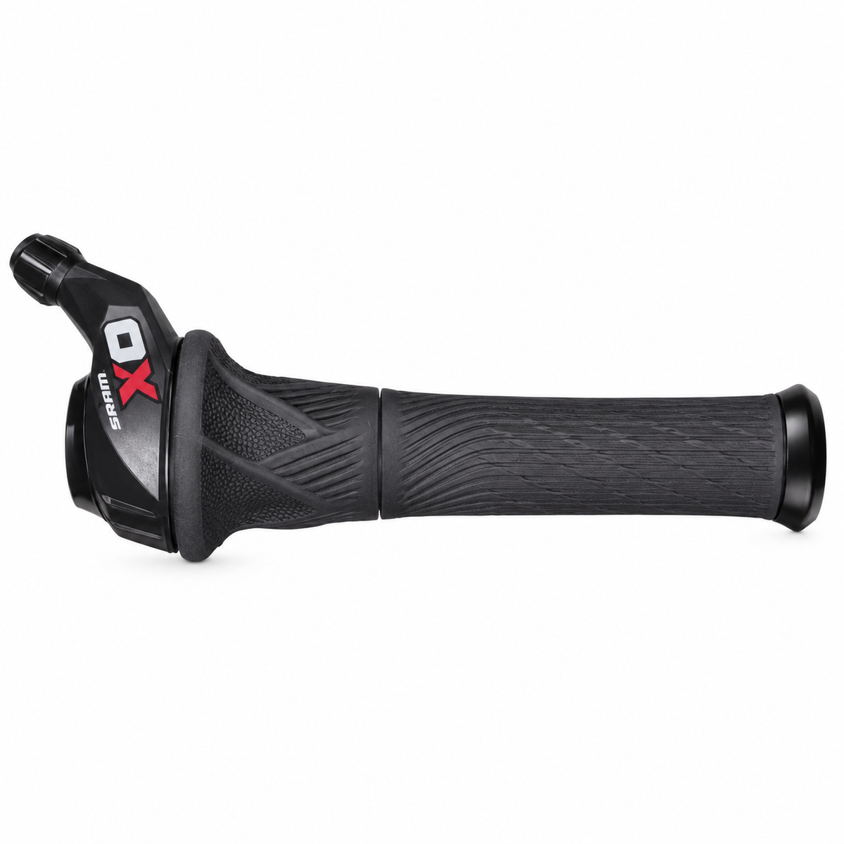 Poignée Tournante Gauche SRAM X0 Grip Shift 2V Noir/Rouge — vue du produit sur fond blanc