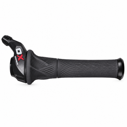 Poignée Tournante Gauche SRAM X0 Grip Shift 2V Noir/Rouge — vue du produit sur fond blanc