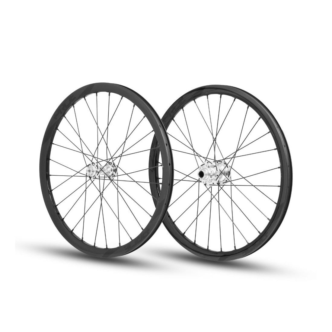 Paire de Roues PRIDE 20" (451mm) Carbone Wave Gloss Black Disc Pride Control Axes 10/15mm Polish